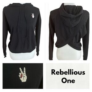 Rebellious One embroidered peace sign red nails sweatshirt